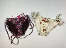 2 Pair Women's Xhilaration Floral Hipster  Cheeky Bikini Bottoms Size XS