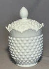 Vintage Fenton White Hobnail Milk Glass 7 1/2" Candy Dish / Jar w/Lid