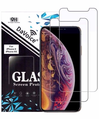DaVoice Screen Protector (2-Pack) Compatible with iPhone XS iPhone X Tempered