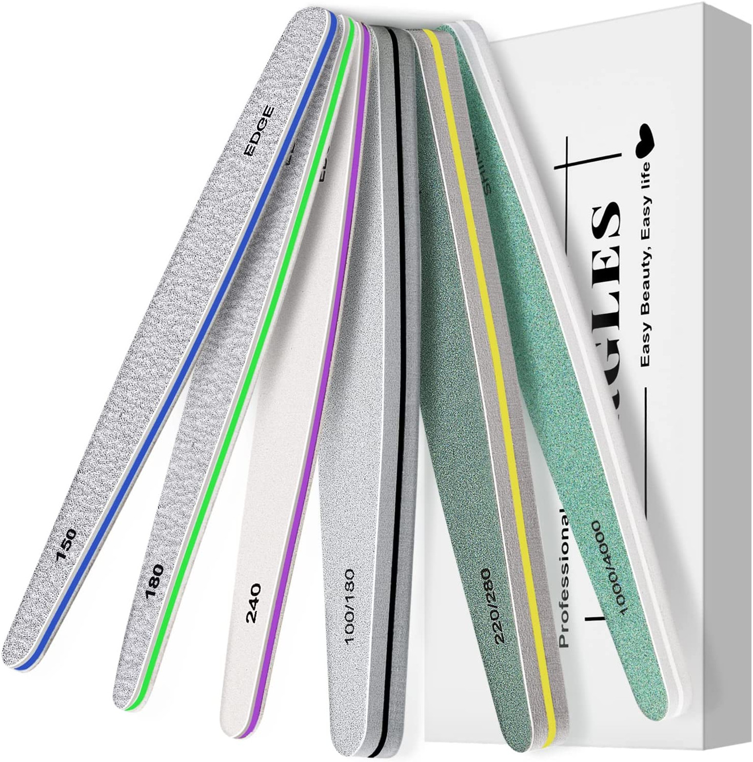 Grit Nail File Buffer Set Emery Boards Professional Nails Edge 1000 Grit 6pcs/bo