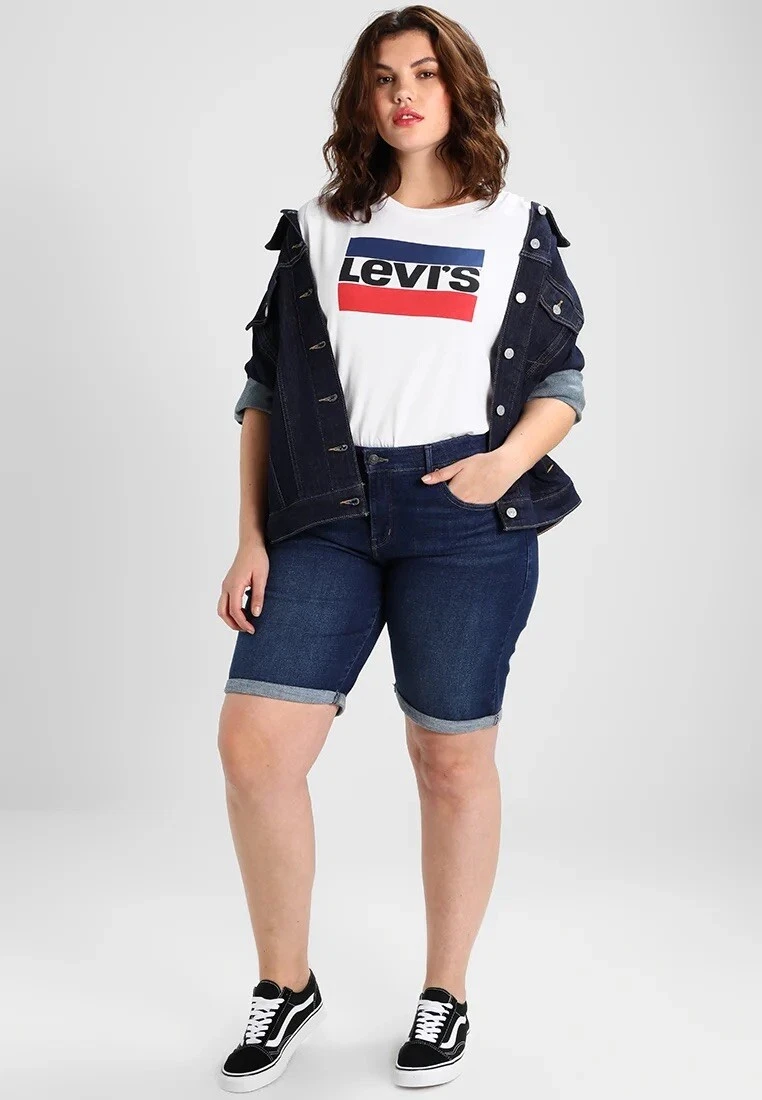 Levis Plus Curve Perfect Tee T Shirt Top Sportswear Logo White