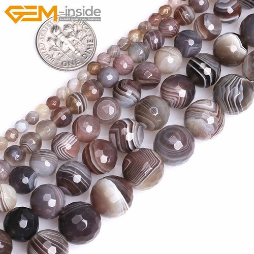 Round Natural Botswana Agate Gemstone Loose Beads For Jewellery Making 15" UK - Picture 2 of 57