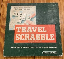 Vintage Spear’s Games Travel Scrabble Board Game Nice HTF