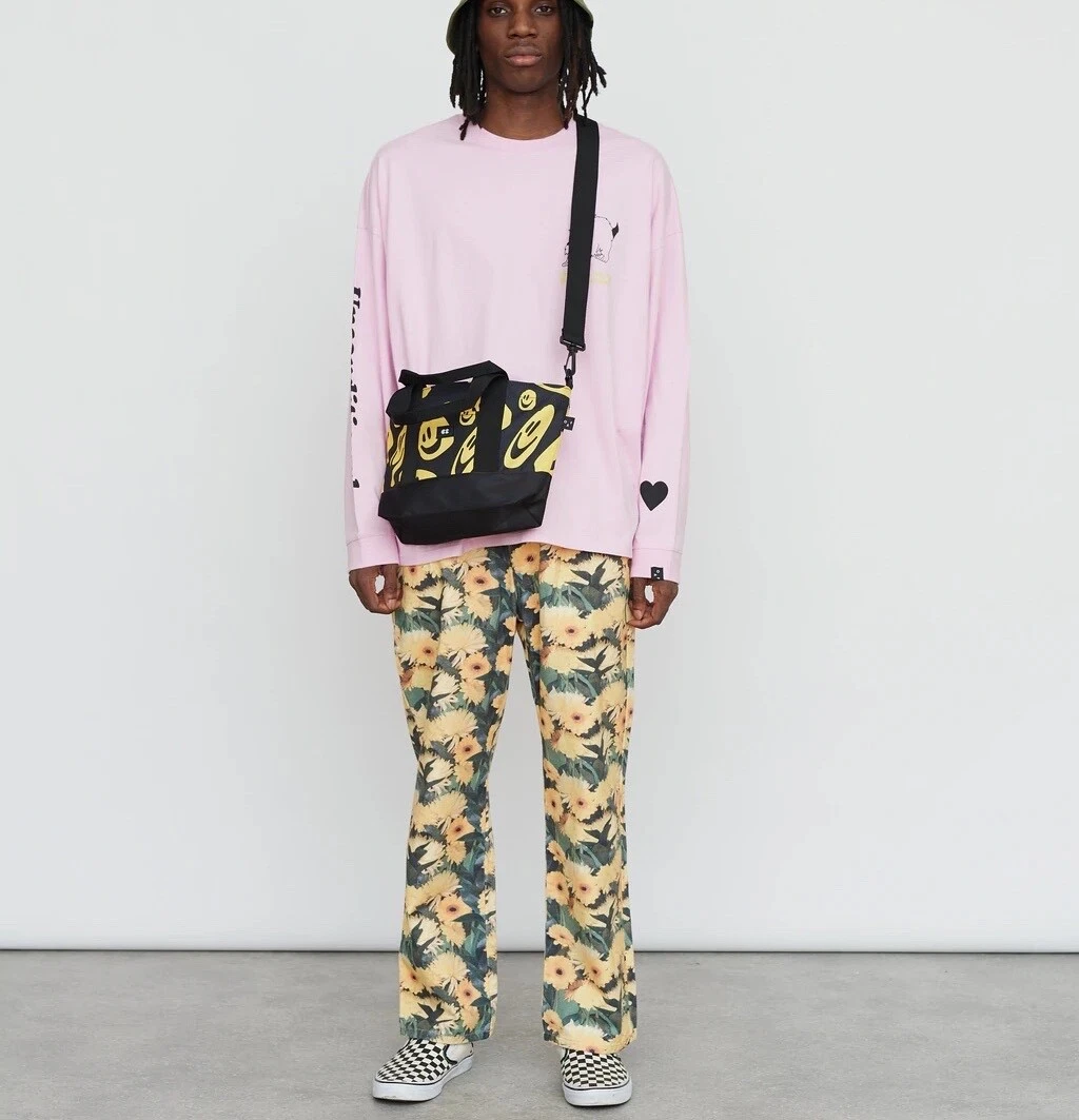 NEW Lazy Oaf Kick It In the Bud (Sunflower) Wide Pants Jeans