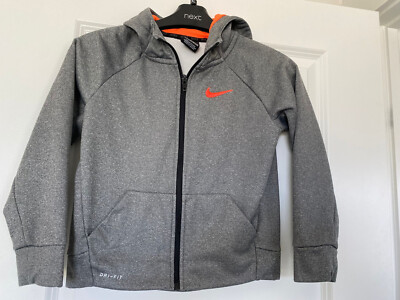 Nike Boys girls Dri-Fit Therma Light Gray Orange Jacket coat Zip