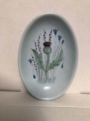 BUCHAN THISTLE STONEWARE TRINKET SIDE BUTTER DISH OVAL 6 1/2 INCHES