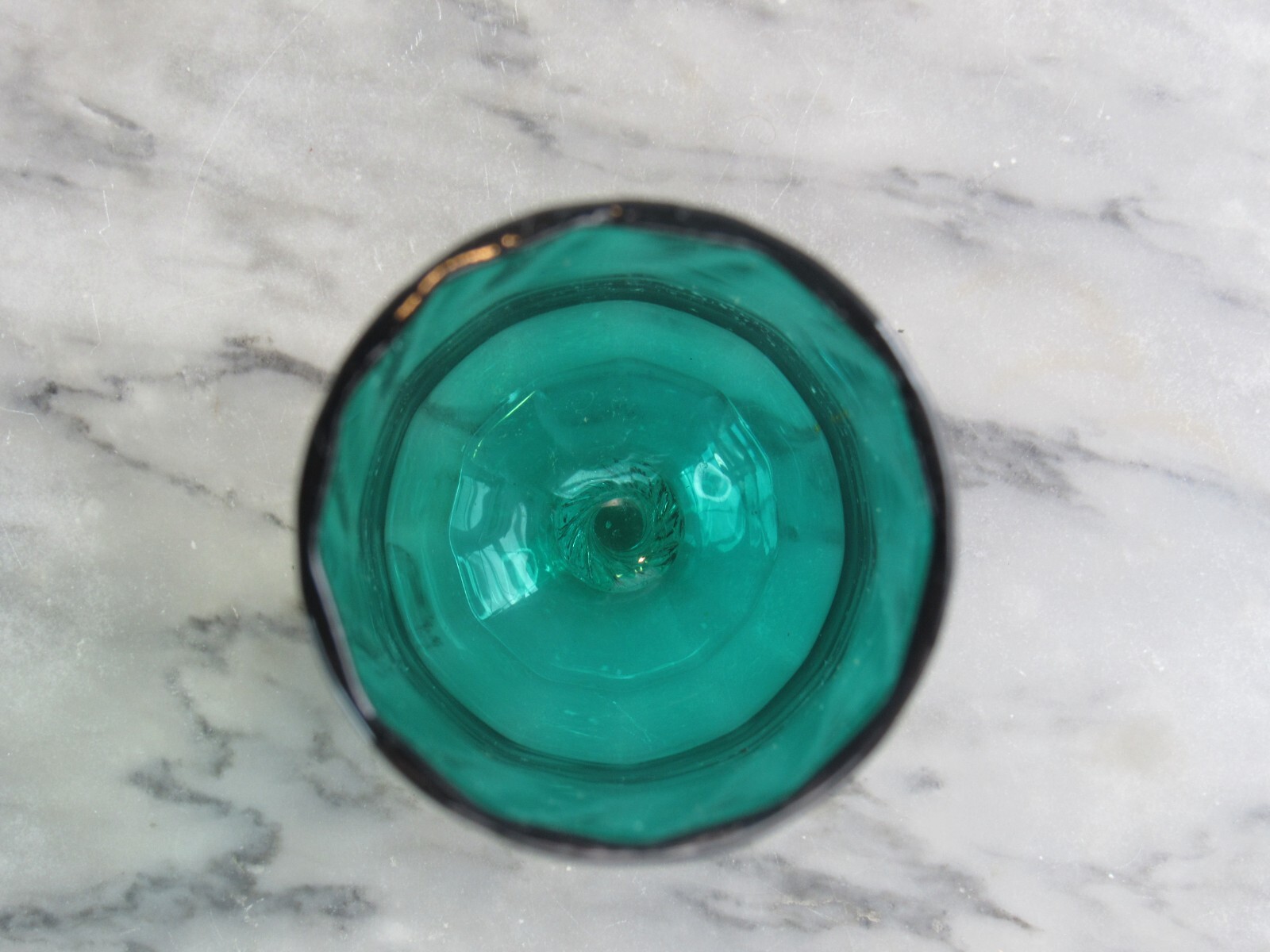 Vintage 10 3/4" Hand Blown Emerald Green Pedestal Vase Clear Base