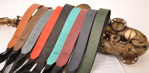 Leather Saxophone Neck Strap for Alto Tenor Soprano. Adjustable Sax Neck Sling