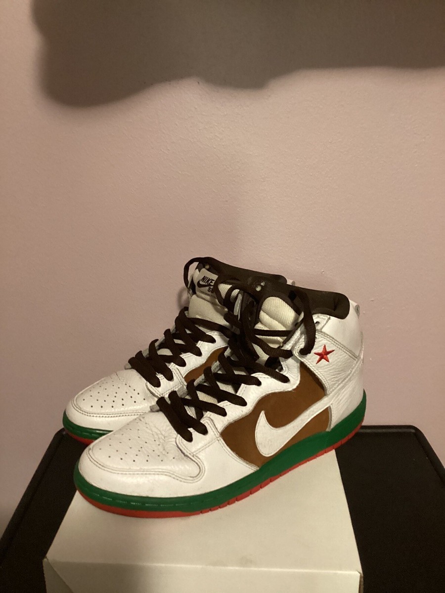 Nike SB Dunk High Cali 2014 White Green Sneakers 313171-201 