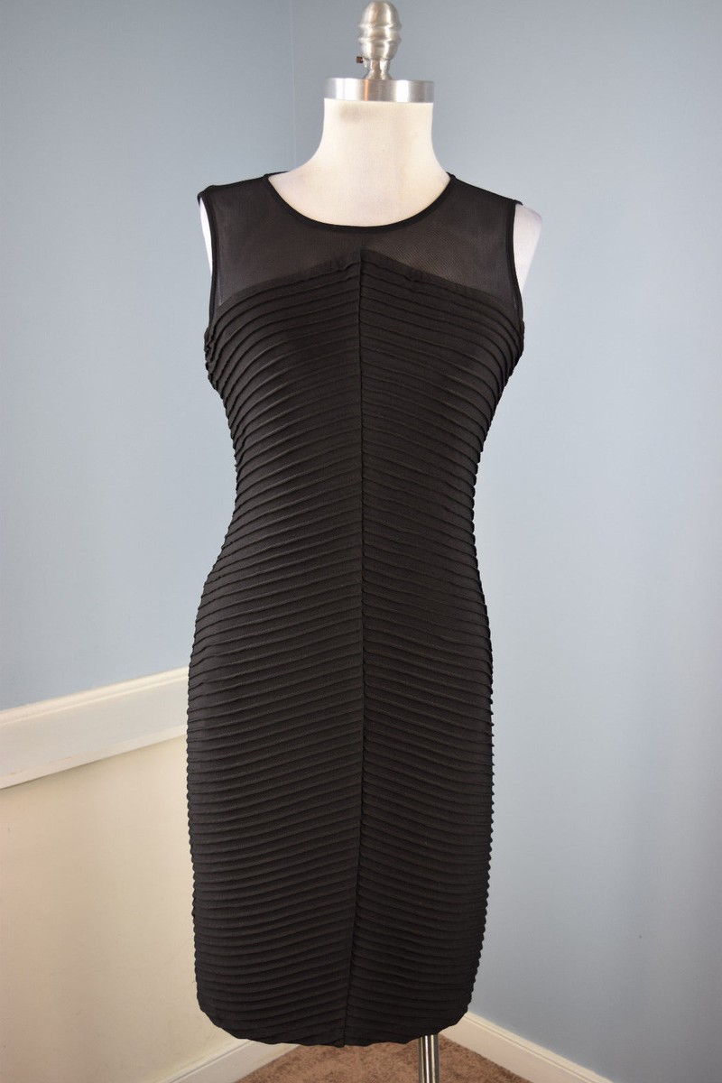 Calvin Klein S Sheath Ruched Dress Cocktail party Stretch Euc black Classic  | eBay
