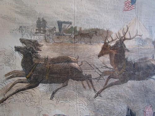 hand colored wood engraving 1867 Elk Team Nashua NH State Fair New Hampshire - Picture 2 of 9