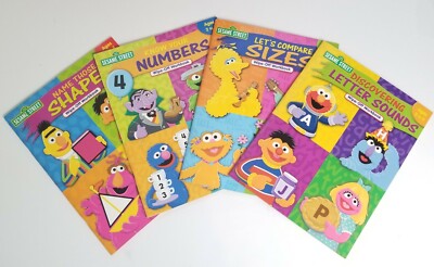 SESAME STREET Wipe-Off Workbook Set 4 Shapes Sizes Numbers Letters