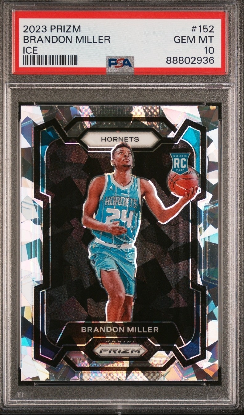 BRANDON MILLER RC PSA 10 GEM  2023-24 PANINI PRIZM ICE PRIZM #152 ROOKIE