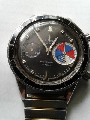 VINTAGE LE JOUR Yachtingraf Chronograph  Valjoux 7730  Serviced WORKING WATCH