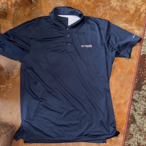 Men's Columbia Omni-Shade PFG S/S Polo Shirt XL  - Blue - Polyester. (LL)