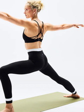 Athleta Salutation Stash High Rise Double Up Lift Legging Bone/Black XS NEW