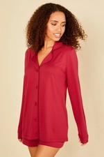 NWT  Cosabella Bella LS Top and Boxer Pajama Set Deep Ruby  Medium
