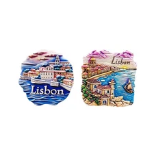 2PC Portugal Lisbon Tourism Tourist Souvenir 3D Resin Fridge Magnet Craft GIFT
