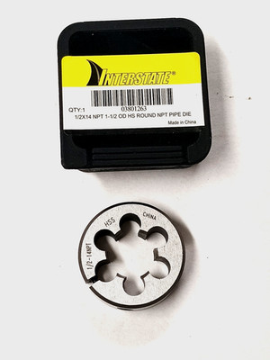 1/2'' x 14 NPT 1-1/2'' round HS NPT Pipe Die Interstate