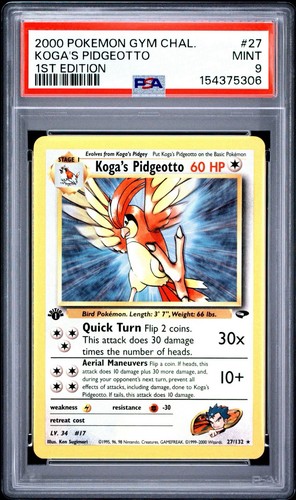 Koga's Pidgeotto (1st Edition) graded PSA 9 for sale on eBay