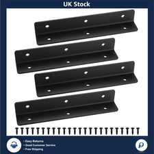 4pc Black Metal L Brackets for Wood 190x30x30mm Corner Joint Reinforcement