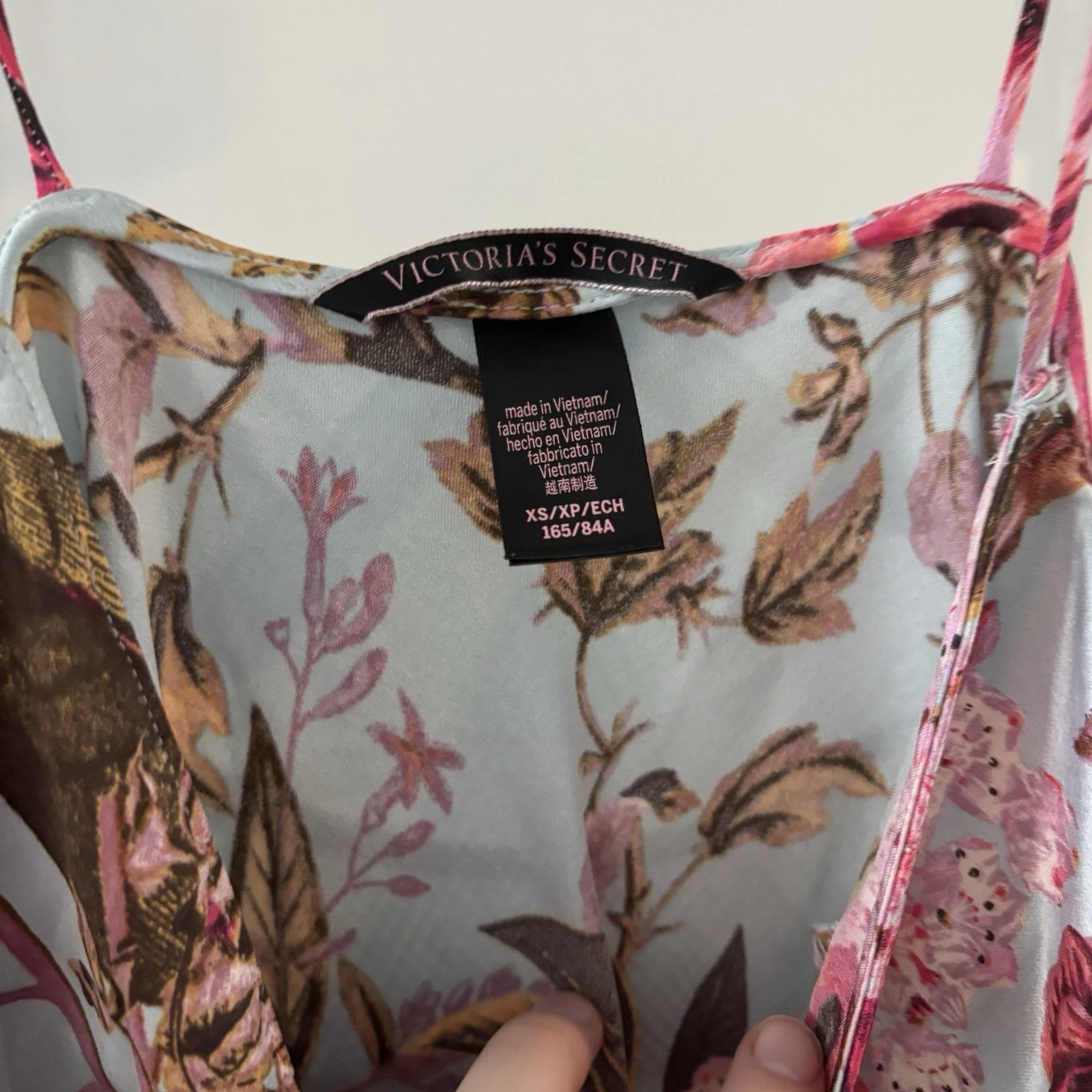 UNDERCOVER Abito midi Victoria Secret donna XS slip raso blu rosa floreale us intime ottimeioni