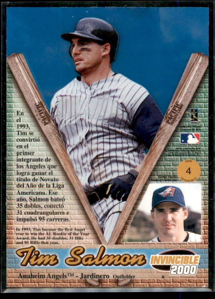 2000 Pacific Invincible Tim Salmon #4 Anaheim Angels - Image 2 of 2