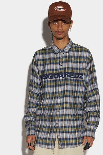 Men's DSQUARED2 D2 Relaxed DAN Shirt 100% Linen Checked Print Button Up (S/M*) - Picture 2 of 16