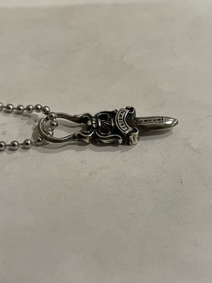 Chrome Hearts Dagger Pendant Ball Chain Sterling Silver Necklace