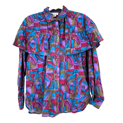 90s Banjo Dallas TX Western Shirt Women's M Removable Shoulder Cape Cowgirl USA
