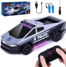 Remote Control Car, Police Car Toy with LED Lights and 2.4GHz Remote Silver