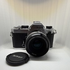 Nikon FM 35mm SLR Film Camera Silver Body w/ Nikkor 50mm f/2 Lens Working