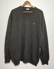 Men's Lacoste V-neck Wool Sweater Sz 9 Fits 2XL