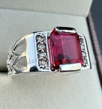 Natural Red Ruby Gemstone With 925 Sterling Silver Ring for Men's Handmade Ring