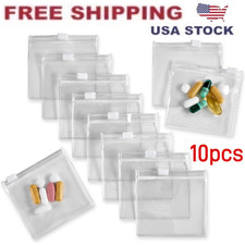 10pcs Zippered Pill Pouches Slide Lock Storage Bags Reusable Travel Plastic Case