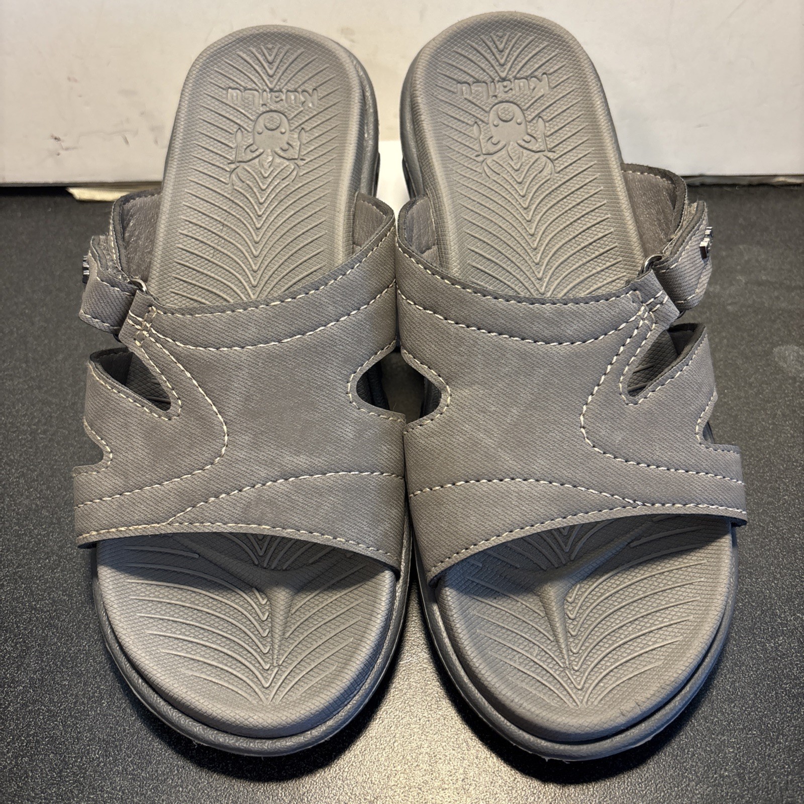 Kuailu Womens Gray Orthotic Slide Sandals Yoga Mat Footbed Arch Support 7