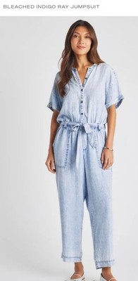 Splendid Ray Jumpsuit Medium Womens Indigo Blue Short Sleeve Classic NWT NEW