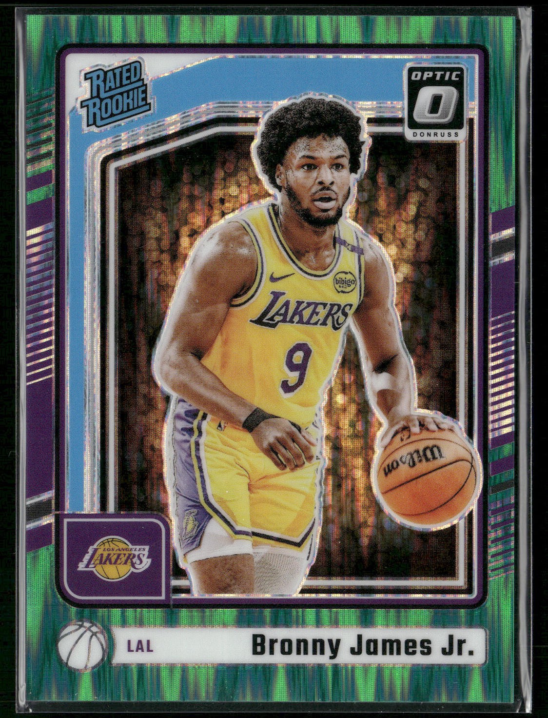 Bronny James Jr. 2024-25 Donruss Optic #282 RC Green Shock #/149 LA Lakers