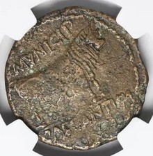 Tiberio 14-37 dC, Imperio Romano ENORME AE28 Como Auténtica Moneda Toro Biblia Jesús NGC
