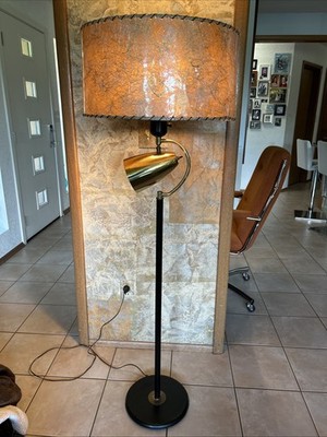 Mid Century Modern Atomic Era Adjustable Cone 2 Light Floor Lamp W/Shade.