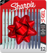 S-Gel, Gel Pens, Medium Point 0.7Mm , Assorted Fashion Barrels, Black Ink, 12 C