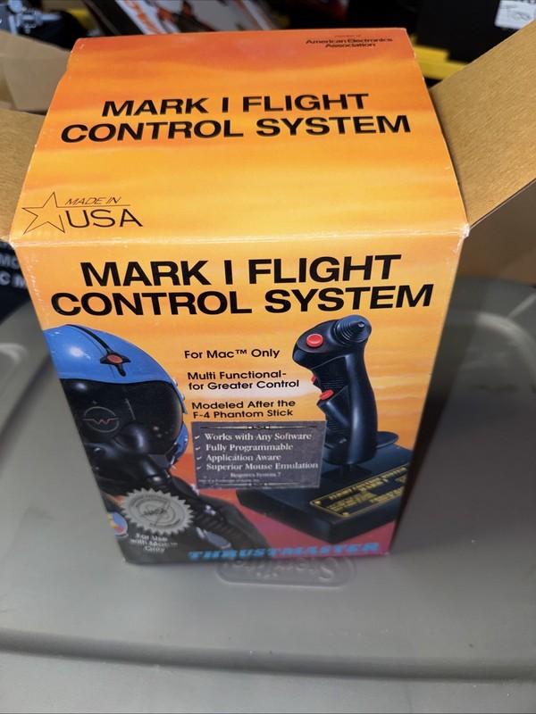 Vintage Mark 1 Flight Control System For Mac w/ Box Disc Thrustmaster Joystick