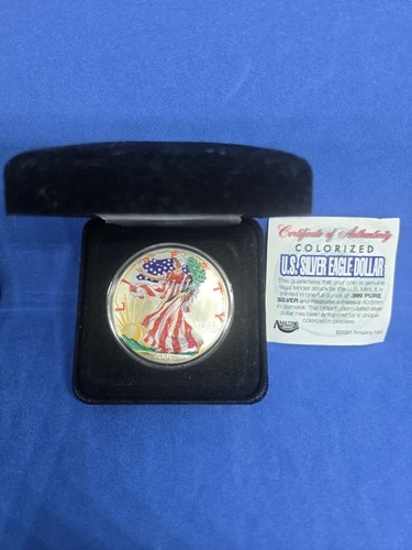 2001 1 OZ SILVER AMERICAN EAGLE "FULL COLOR" BRILLIANT UNCIRCULATED