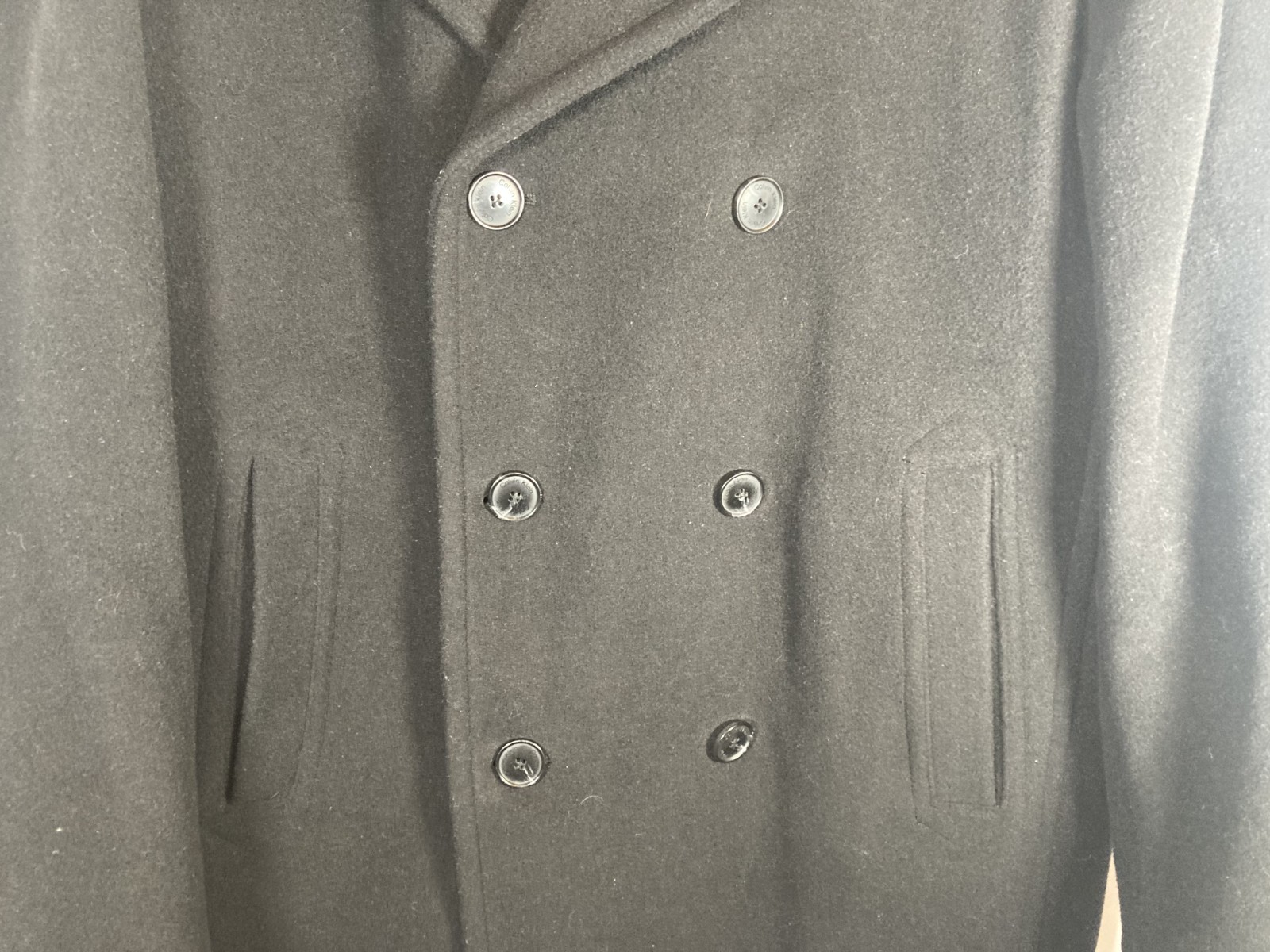 Calvin Klein Men’s Wool Blend Peacoat Jacket Size M Black Double Breasted thumbnail 3