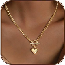 Heart Necklace for Women Gold/Silver Plated Trendy Heart Choker Lover Pendant Hy