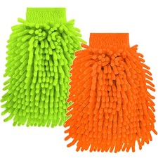 Auto Waschhandschuh Mikrofaser Saugstark Beidseitig Autowäsche Set 2 Stück