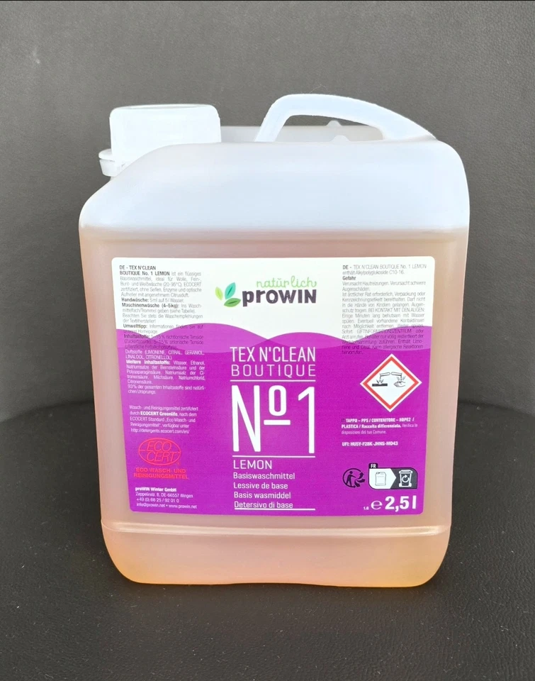 Prowin TEX N´CLEAN BOUTIQUE N°-1 Lemon Basiswaschmittel 2,5L. Kanister - Bild 1 von 1
