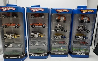 4 MATTEL HOT WHEELS 5 CAR PACK 2007 Crazy Cars & 2006 Hot Wheels 5 New Vintage