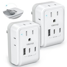 2 Pack US to Japan Plug Adapter, VINTAR Foldable Power white+grey 