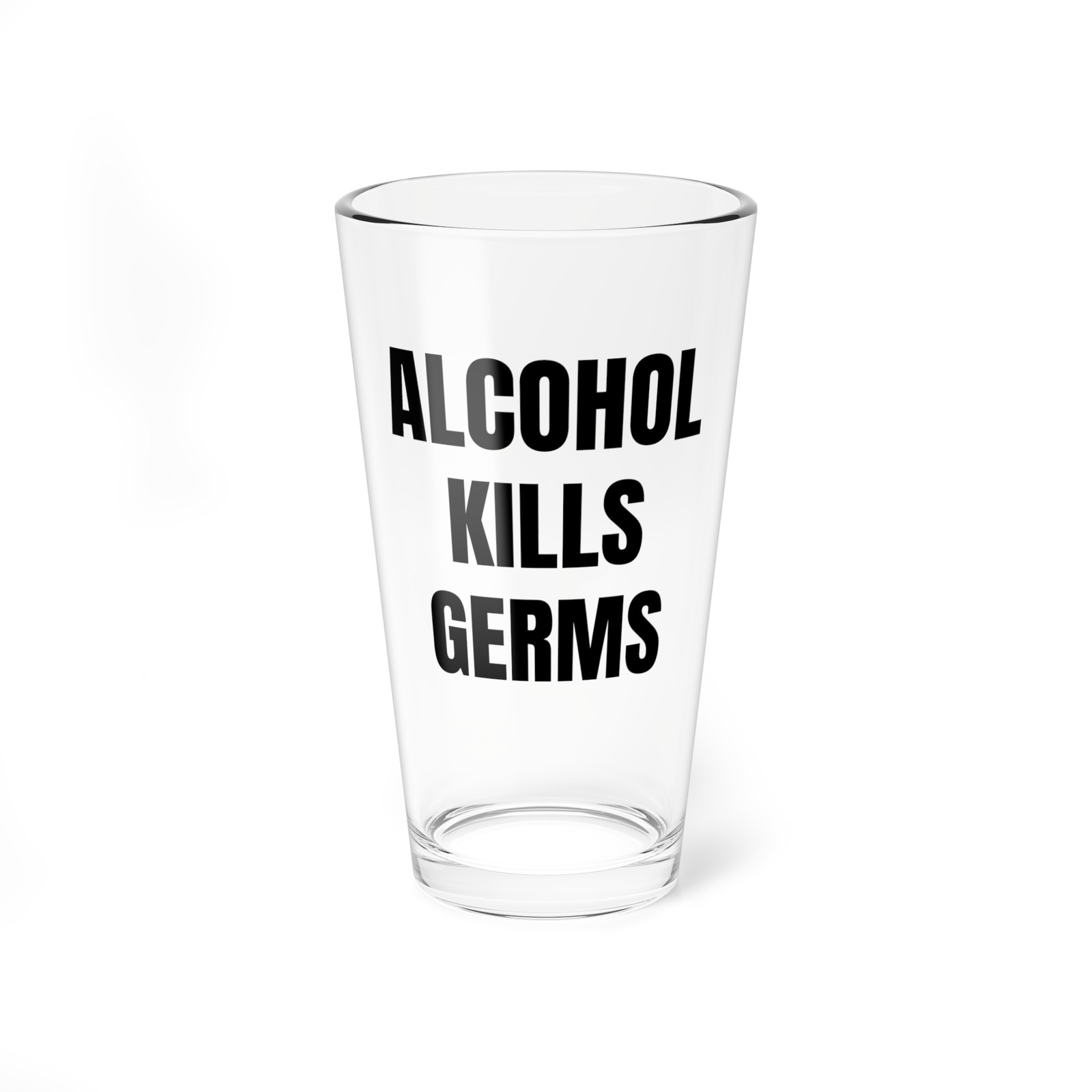 Funny Beer Glass : ALCOHOL KILLS GERMS - 16 ounce Pint Drinking Dad Husband Gift